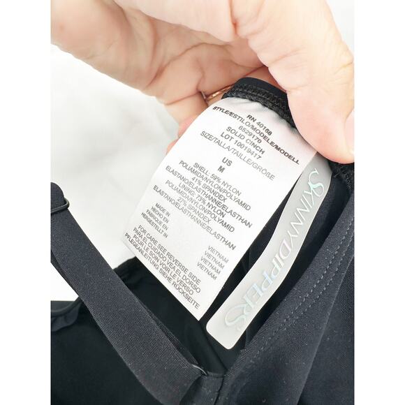 Skinny Dippers Jelly Beans Cinch Ruffle One Piece Swimsuit Black Size Medium NWT - Picture 3 of 6